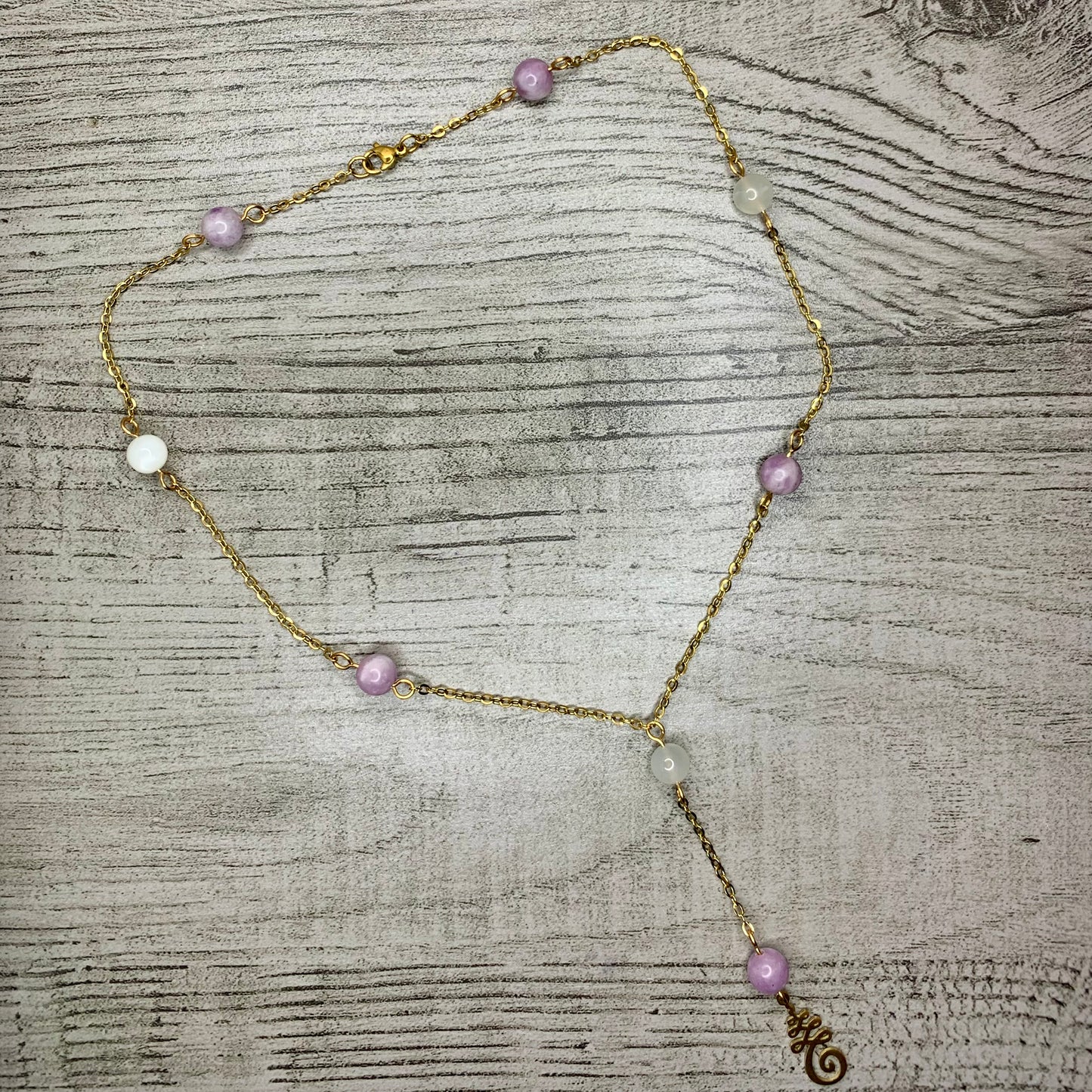 Collier Unalom Pierre de Lune et Lépidolite