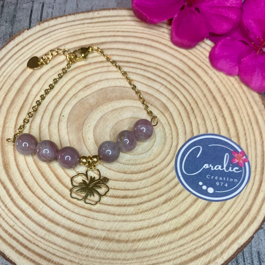 Bracelet Quartz rose Hibiscus