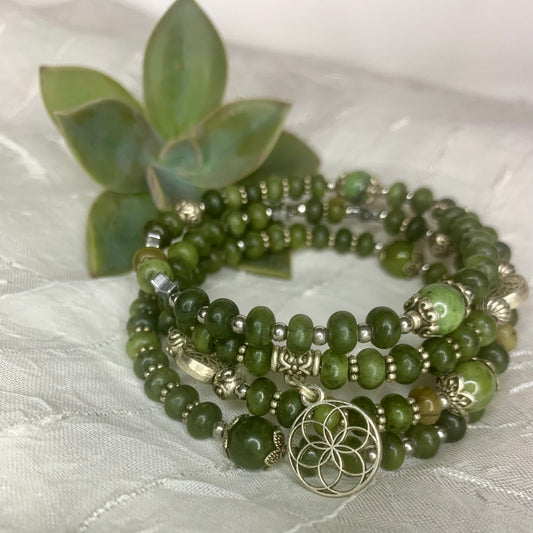 Bracelet multirangs Jade nephrite